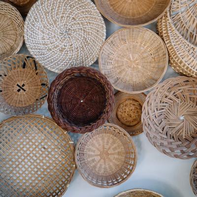 Collection of assorted wall baskets.