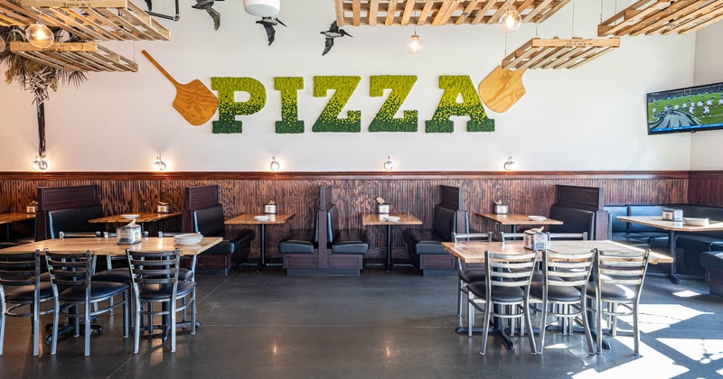 Interior, dining space with tables and booths
