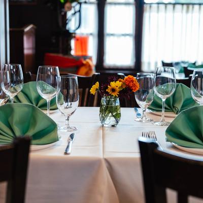 Interior, table setting.