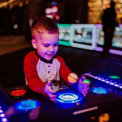 Child playing a video game.