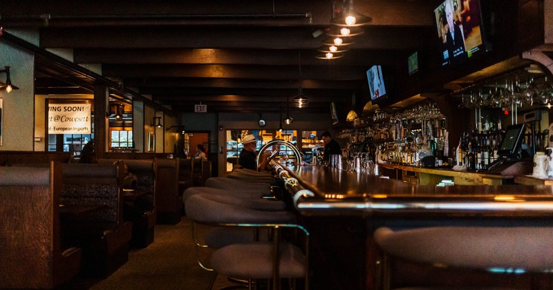 Interior, guests in the bar area