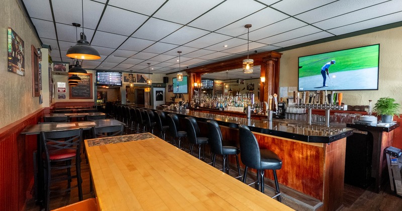 Interior, wide view of seating area