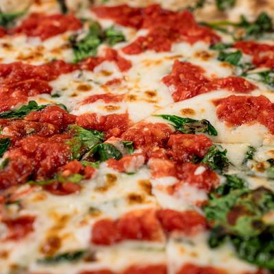Michelangelo pizza, extreme close up.