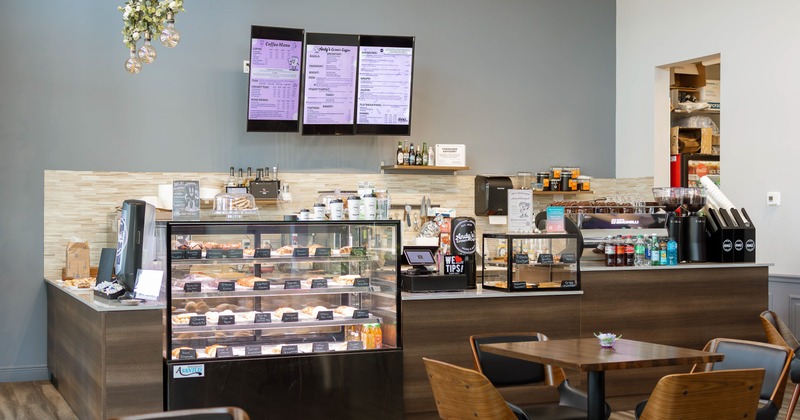 Diner area, food counter
