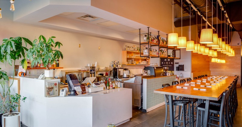 Interior, counter, a bar and seating
