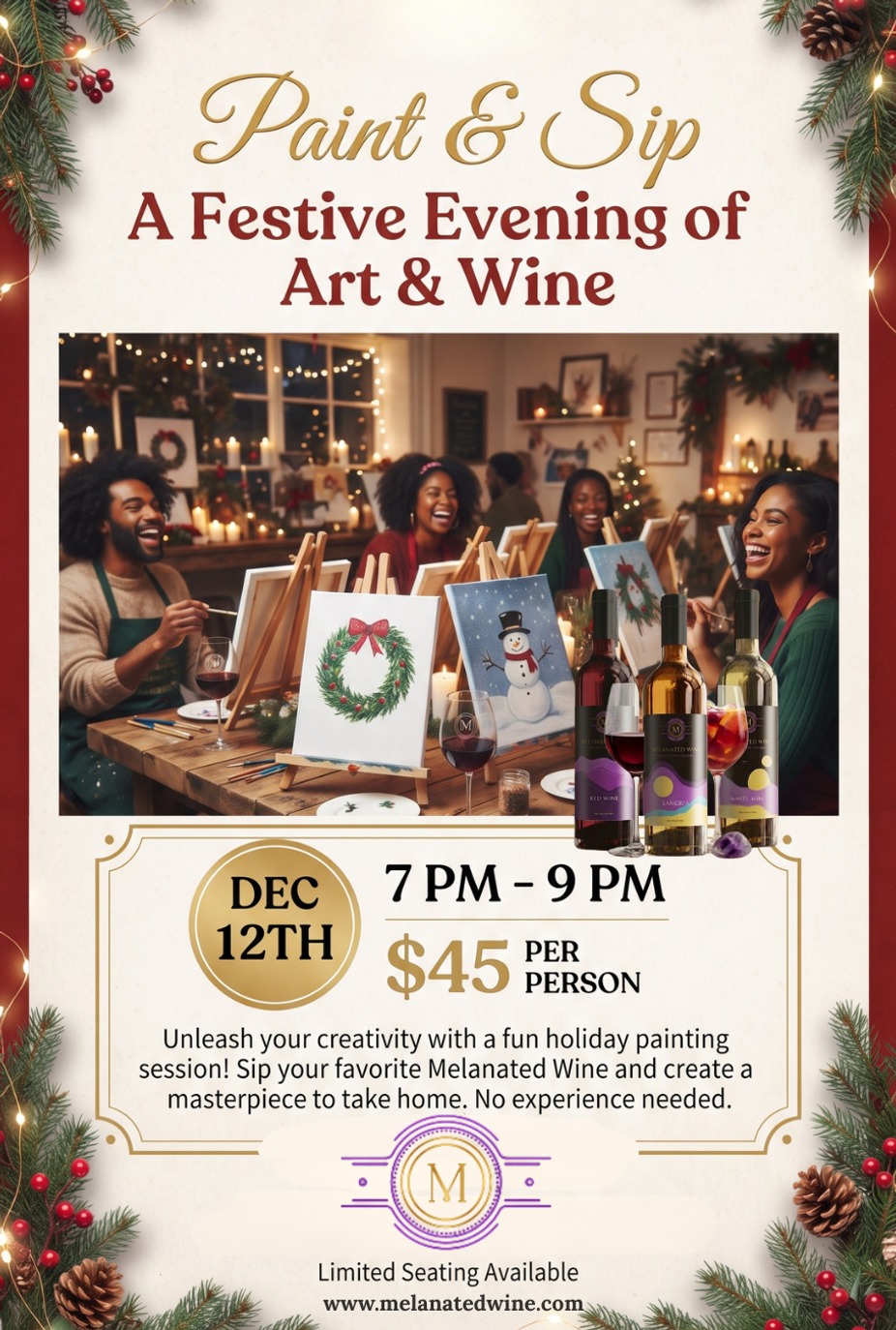 Paint & Sip: A Festive Evening of Art & Wine event photo