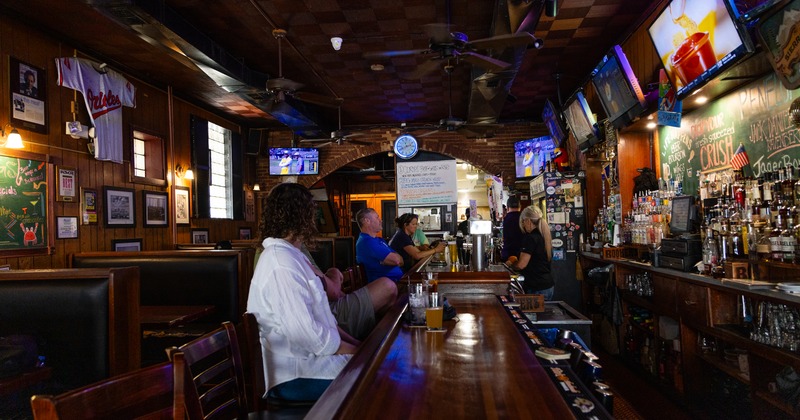 Bar,  side view, people