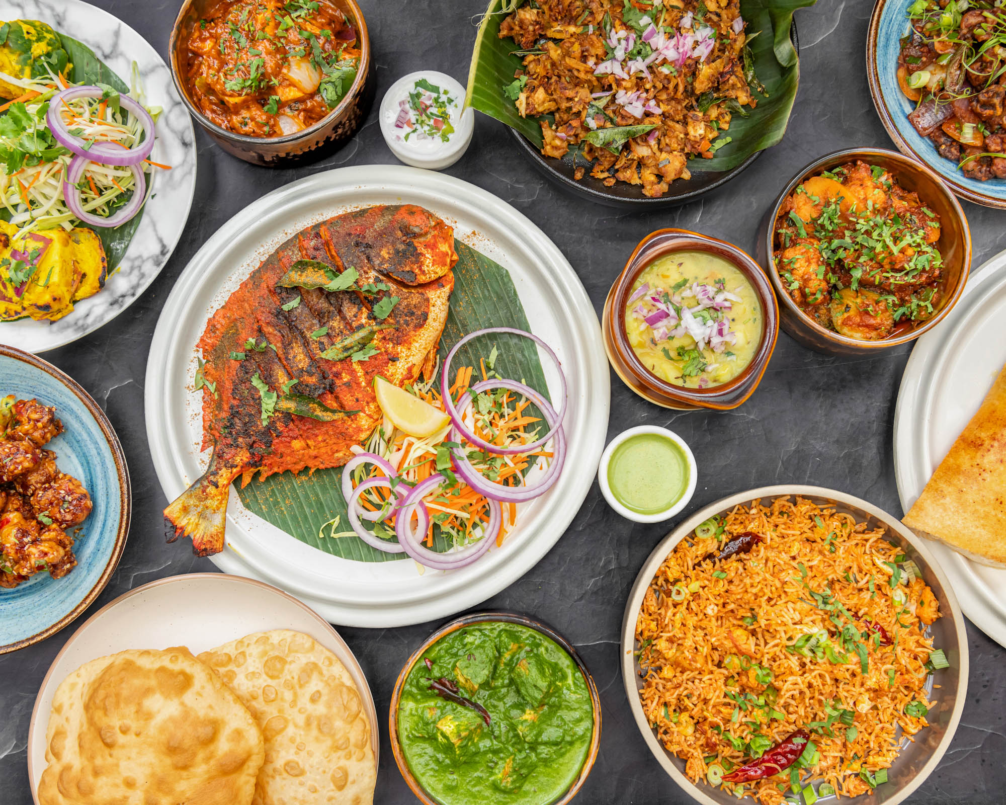 Various served meals