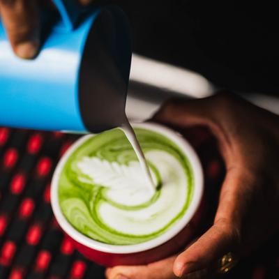 Matcha Latte being prepared.