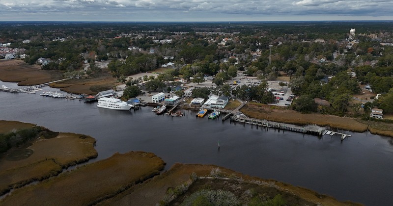 Aerial view of the marina