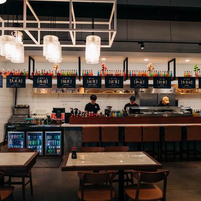 Dining tables and bar counter.