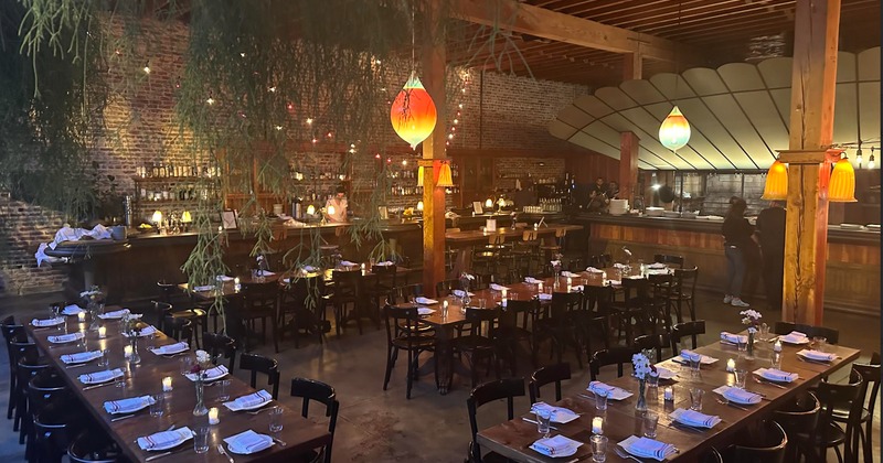 Dining area with dim lights