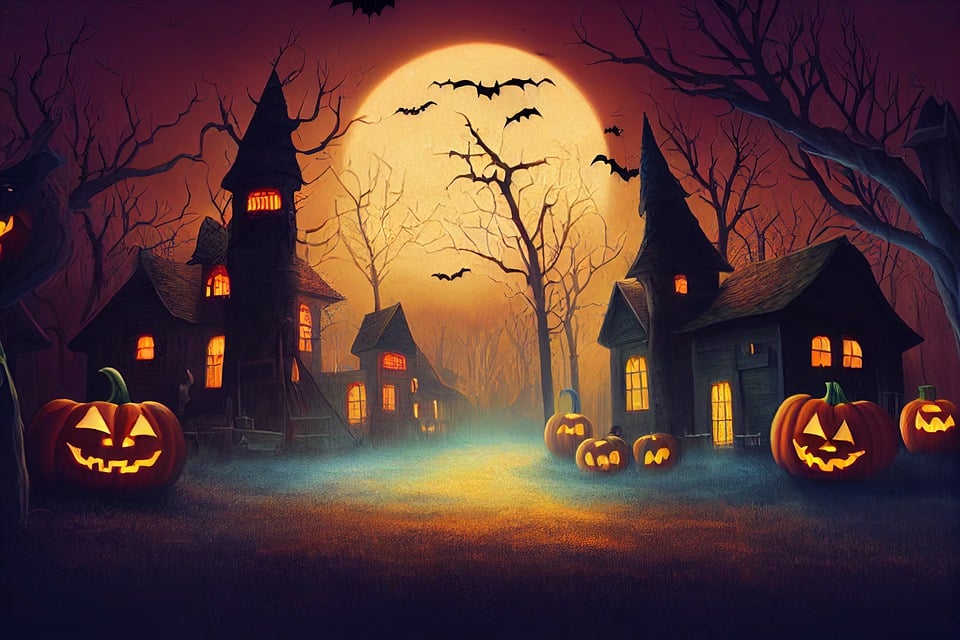 Spooky picture of a haunted village