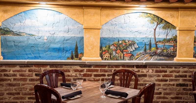 Interior, seating place near painted wall