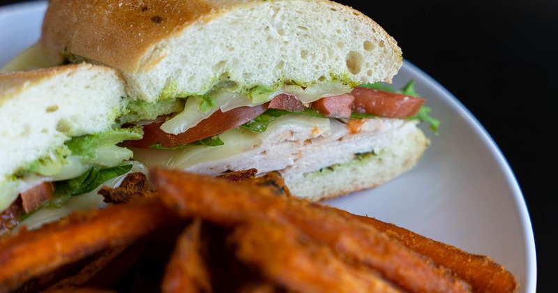 Turkey Avocado Melt, and sweet potato fries