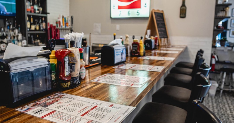 Interior, dining area near the bar
