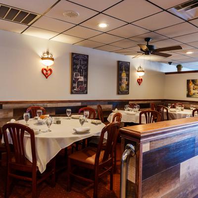 Italian restaurant interior with set tables