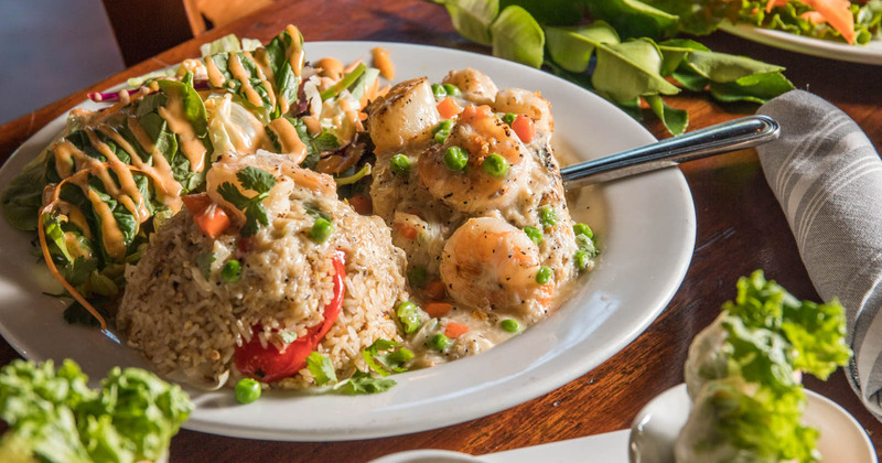 Different types of food and salad on the table