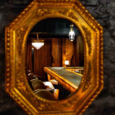 A decorative mirror.