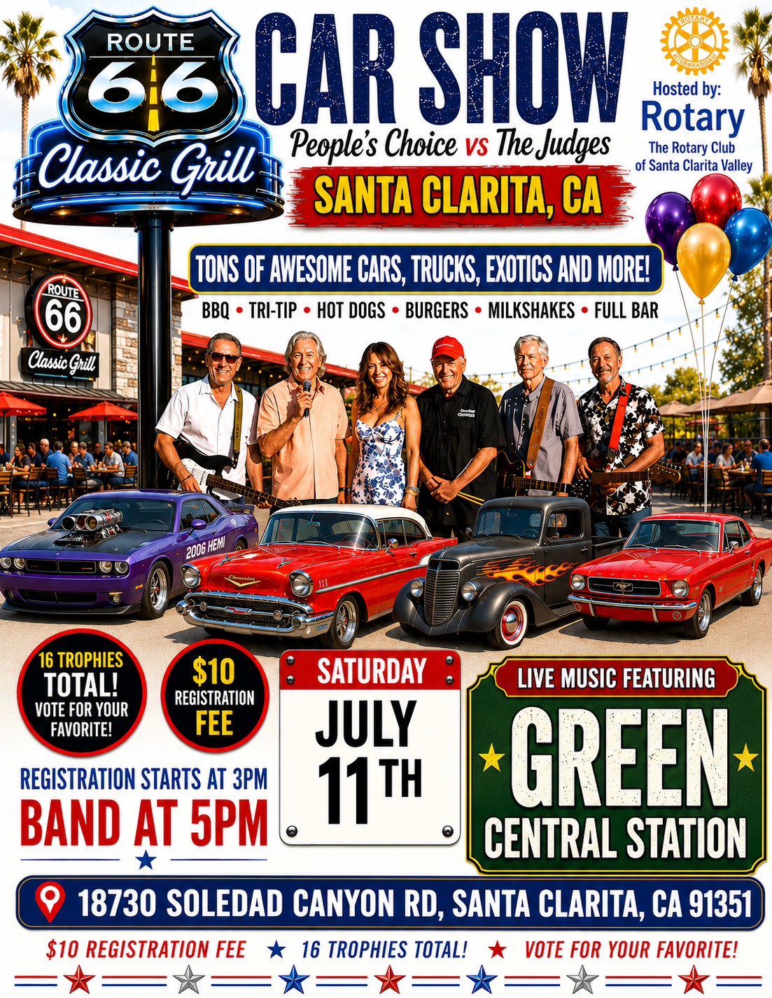 Car show at Route 66 Classic Grill Saturday July 11th