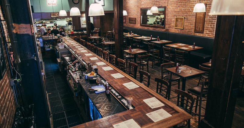 Interior space, bar and seating area, top view