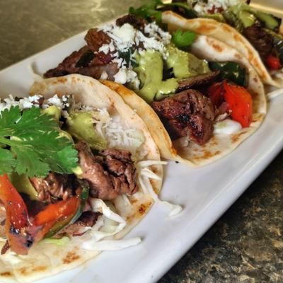 Moo Moo Tres Tacos (Filet Mignon) at 13 Tacos & Taps.