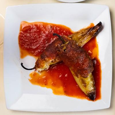 Italian Long Hot Peppers stuffed with ground beef and ricotta