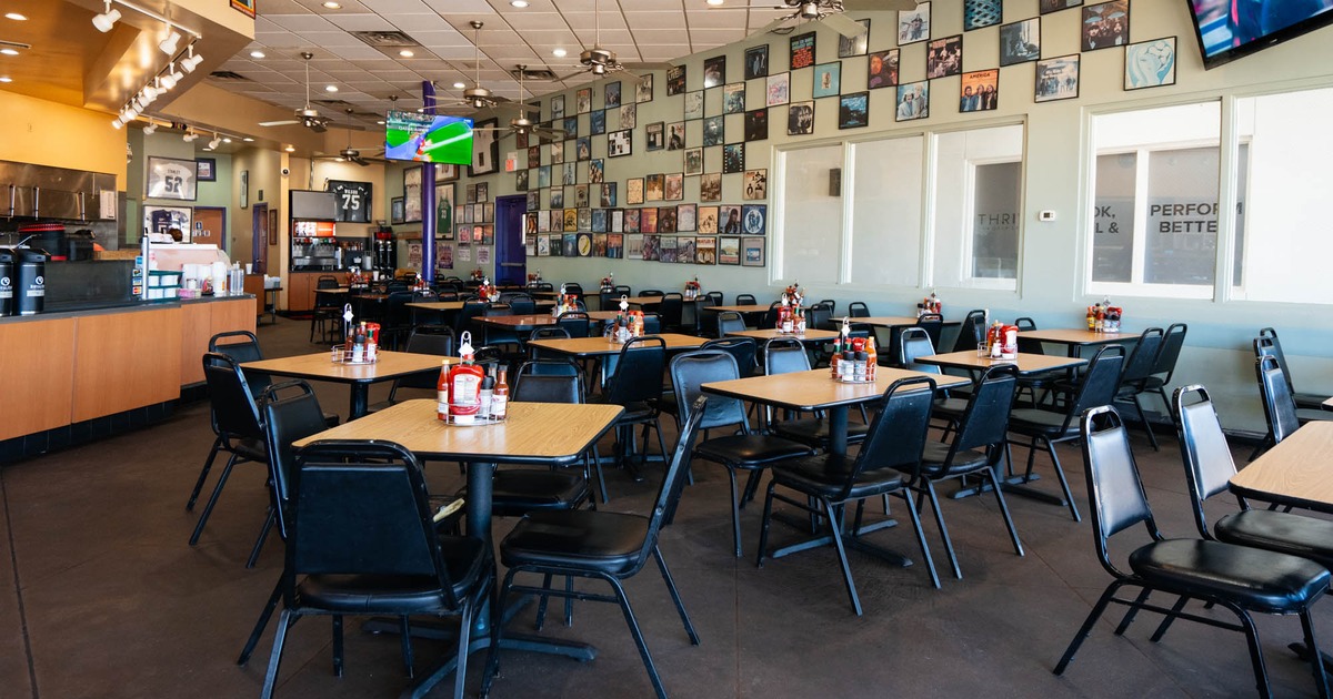 Dining area, tables ready for guests