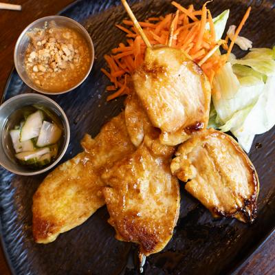 Grilled Chicken Satay in a  plate.