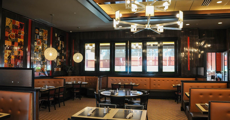 Interior, decorated seating area