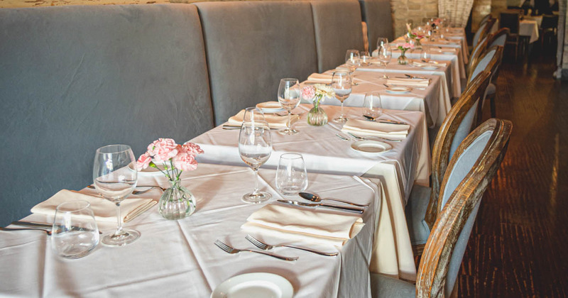 Interior, tables lined up