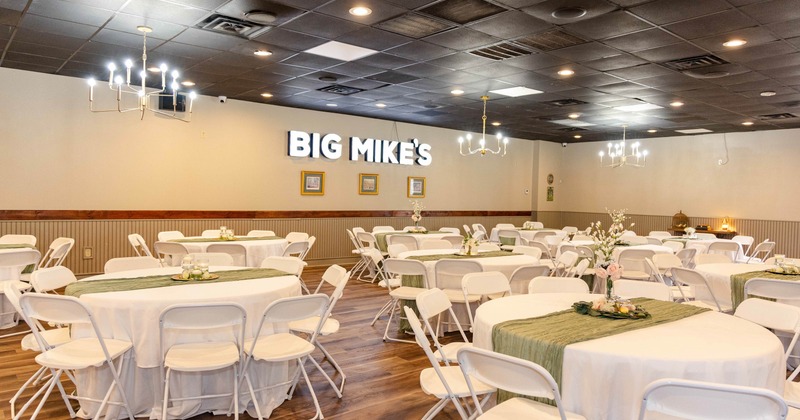 Interior, round tables in event hall
