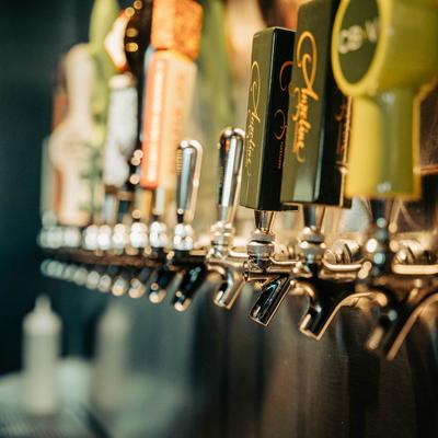 Assorted beer and wine on tap.