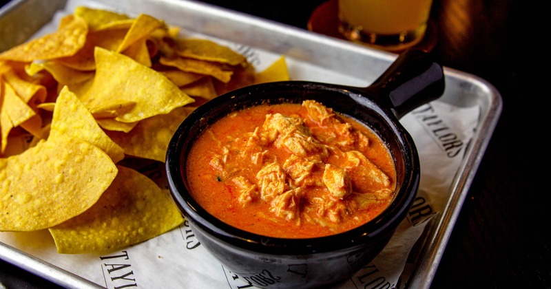 Buffalo chicken dip with side of tortilla chips