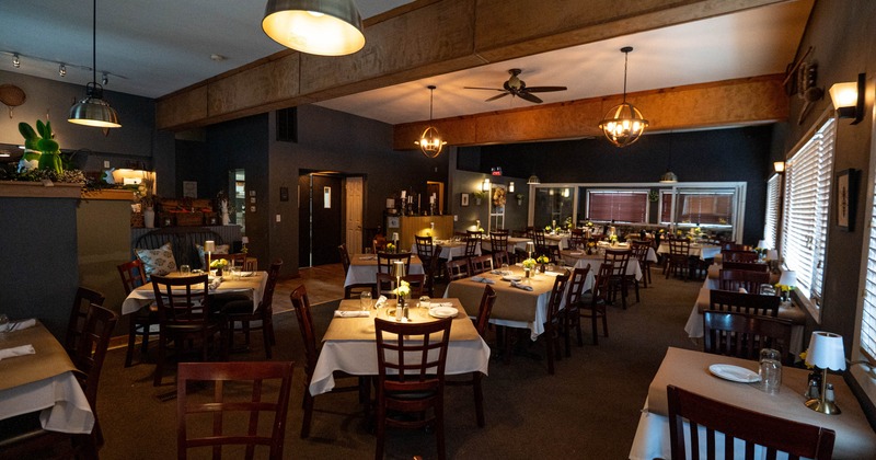 Wide shot of dining area