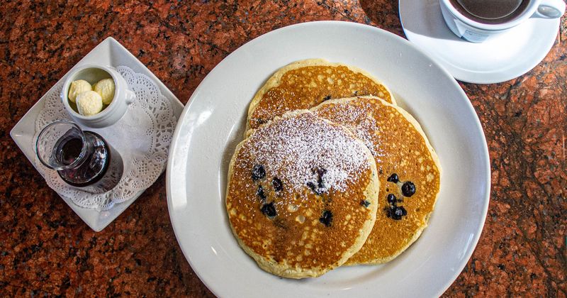 Pancakes and coffee on the side