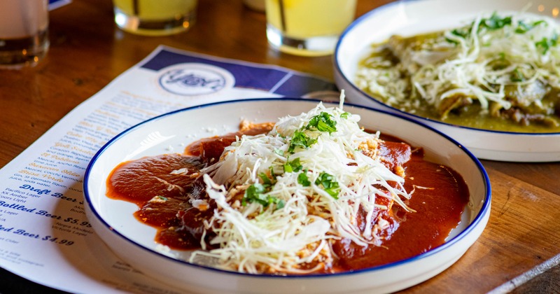 Enchiladas served on the table