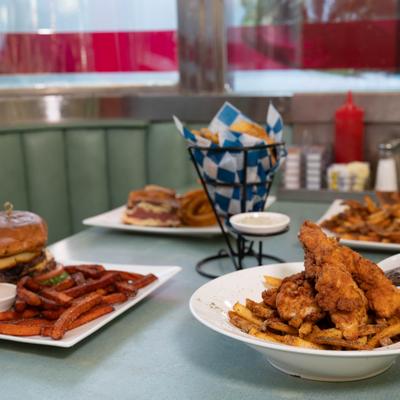 Served meals on the table.