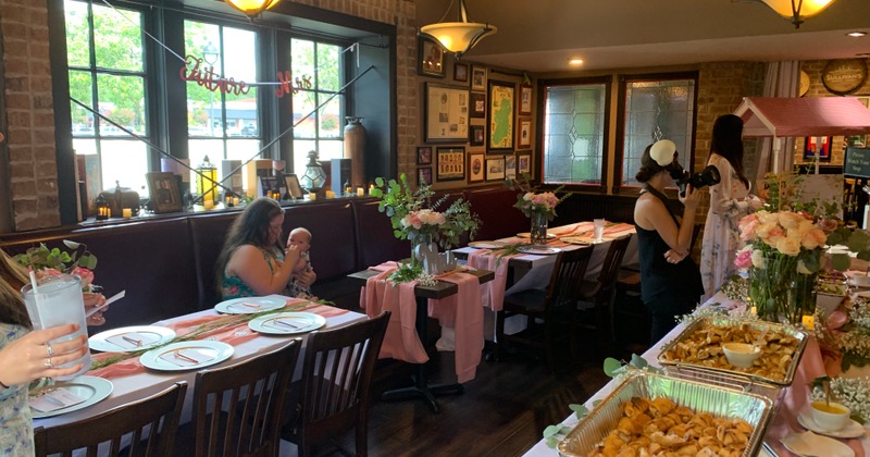 Interior, dining area, buffet table