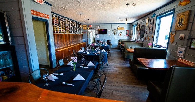 Interior, diner area, wide view