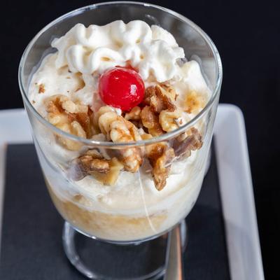 An ice cream dessert.