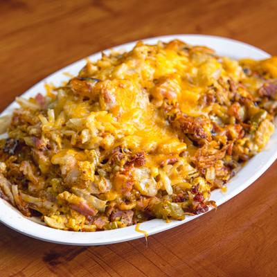 Special hashbrown topped with melted cheese.