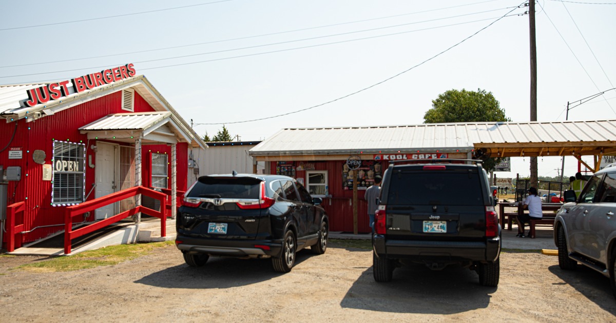 Cars parked by the restaurant