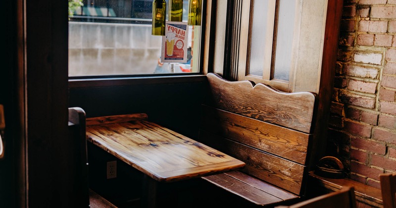 Interior,  booths and tables