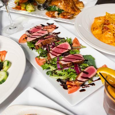 Assorted food dishes.