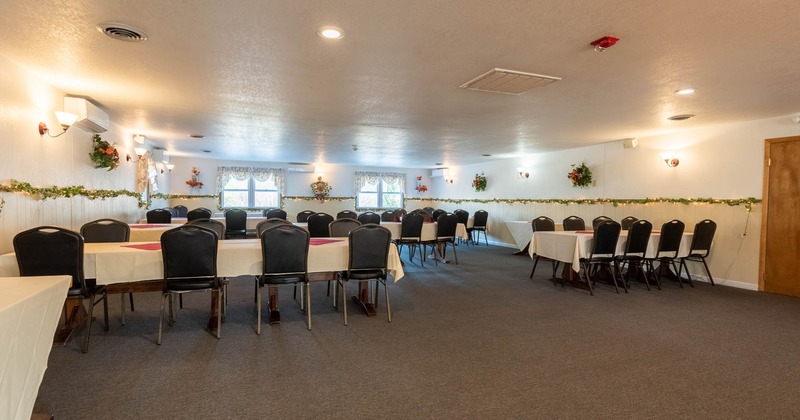 Interior, seating area, wide view