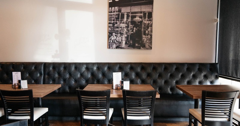 Interior, bench seats, chairs and tables