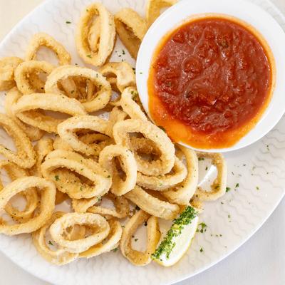 Fried Calamari served with marinara.