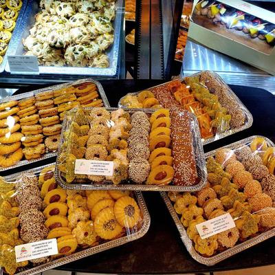 Display of assorted cookie trays.