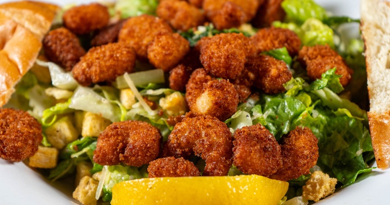 Breaded shrimp Caesar salad